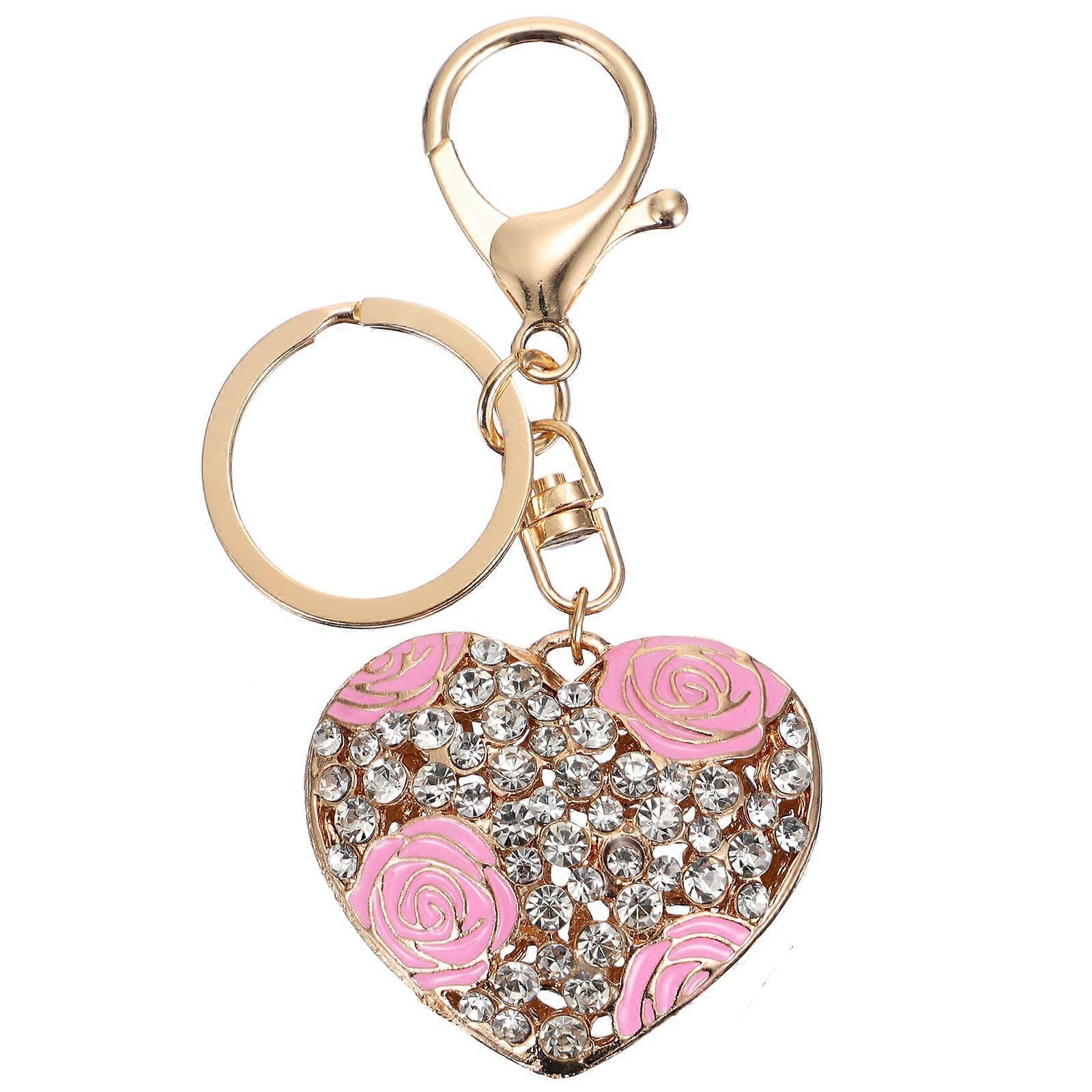 Keychain Pendant 1Pcs Pink Sparkling Rhinestone Inlay for Keys