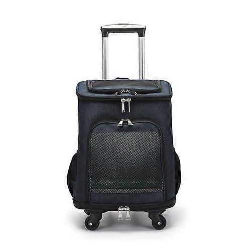 Travel Trolley for Pets, Trolley Backpack with Telescopic Handle and Shoulder Strap, Blue