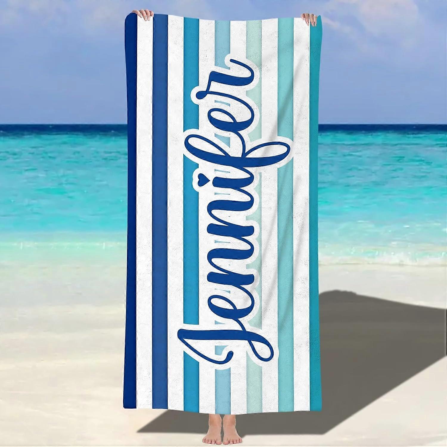 3 Pieces Personalized Beach Towels Name Microfiber/Cotton Polyester