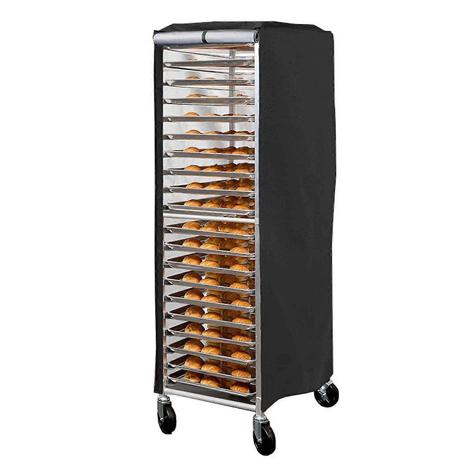 Bread Rack Cover with Zipper, Waterproof Dustproof Sheet Pan Cover, Black