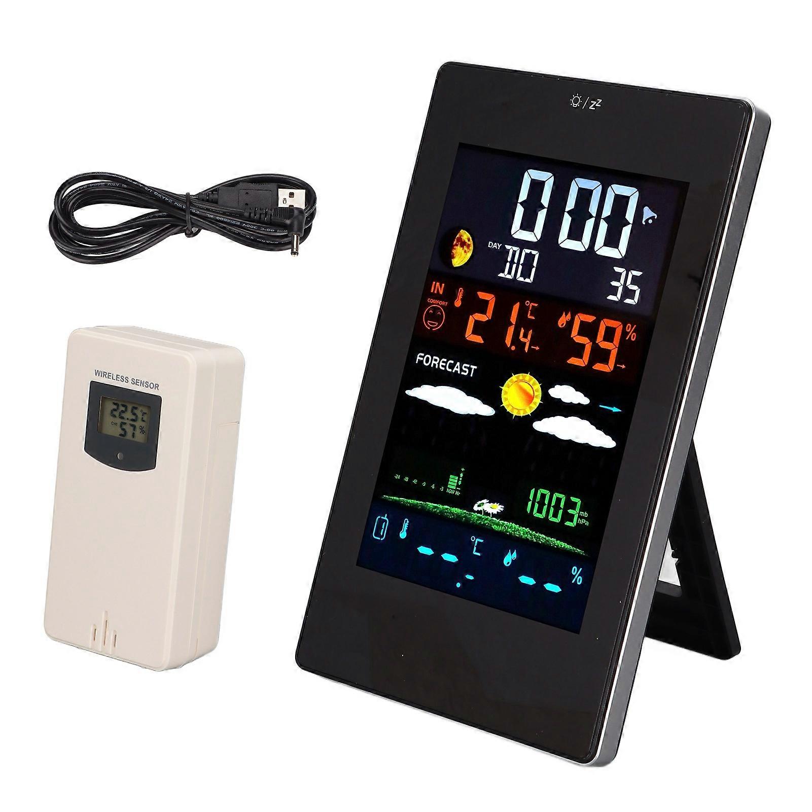 Weather Humidity Temperature Monitoring USB Powered Forecast Clock Function Home Weather Station