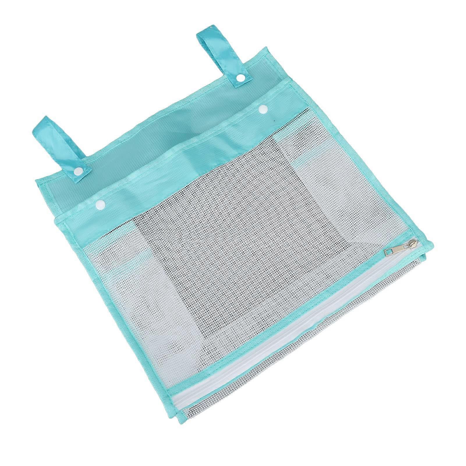Bath Toy Organiser, Baby Mesh Bath Toy Organiser, Large Capacity, Bathroom Toy Holder, Popper, Zipper, Storage Bag, Playards, Blue