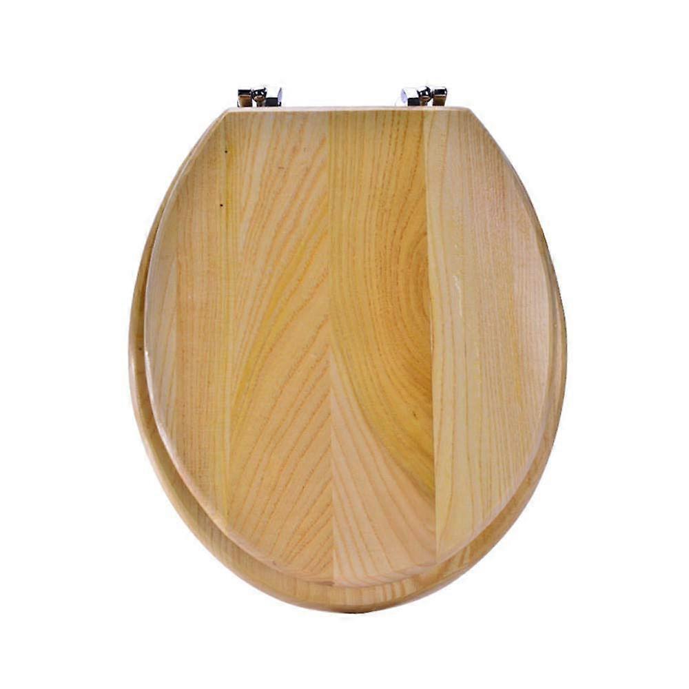 Wooden Toilet Seat, Slow-Close Design, Bacteria-Resistant, Easy to Install, Durable, O Type, Natural Finish