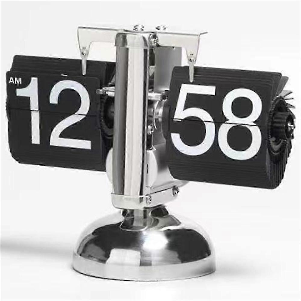 2023 European Creative Flip Down Page Desk Clocks Retro Flip Table Clock Stainless Steel Mechanical Automatic Flip Clock Home Decor