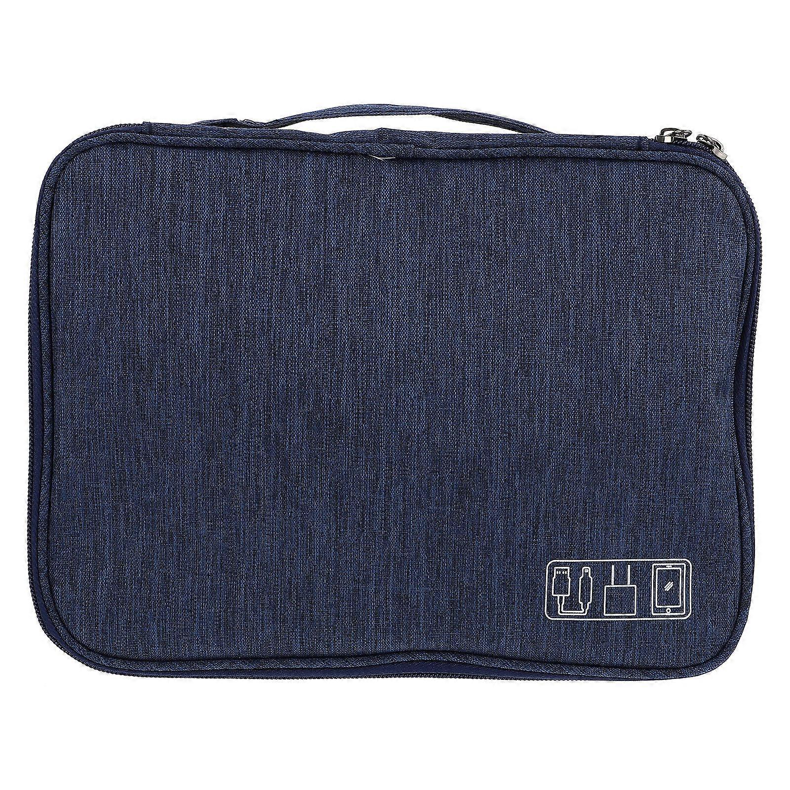 It sounds like you're describing a **storage pouch** designed for organizing electronics like portable hard drives, cables, chargers, and other