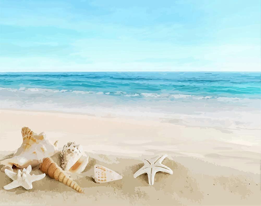 Wall Art Sand Beach Bowl Painting by Numbers, DIY Oil Painting on Canvas 40 x 50 cm (without frame, with frame) No frame with frame