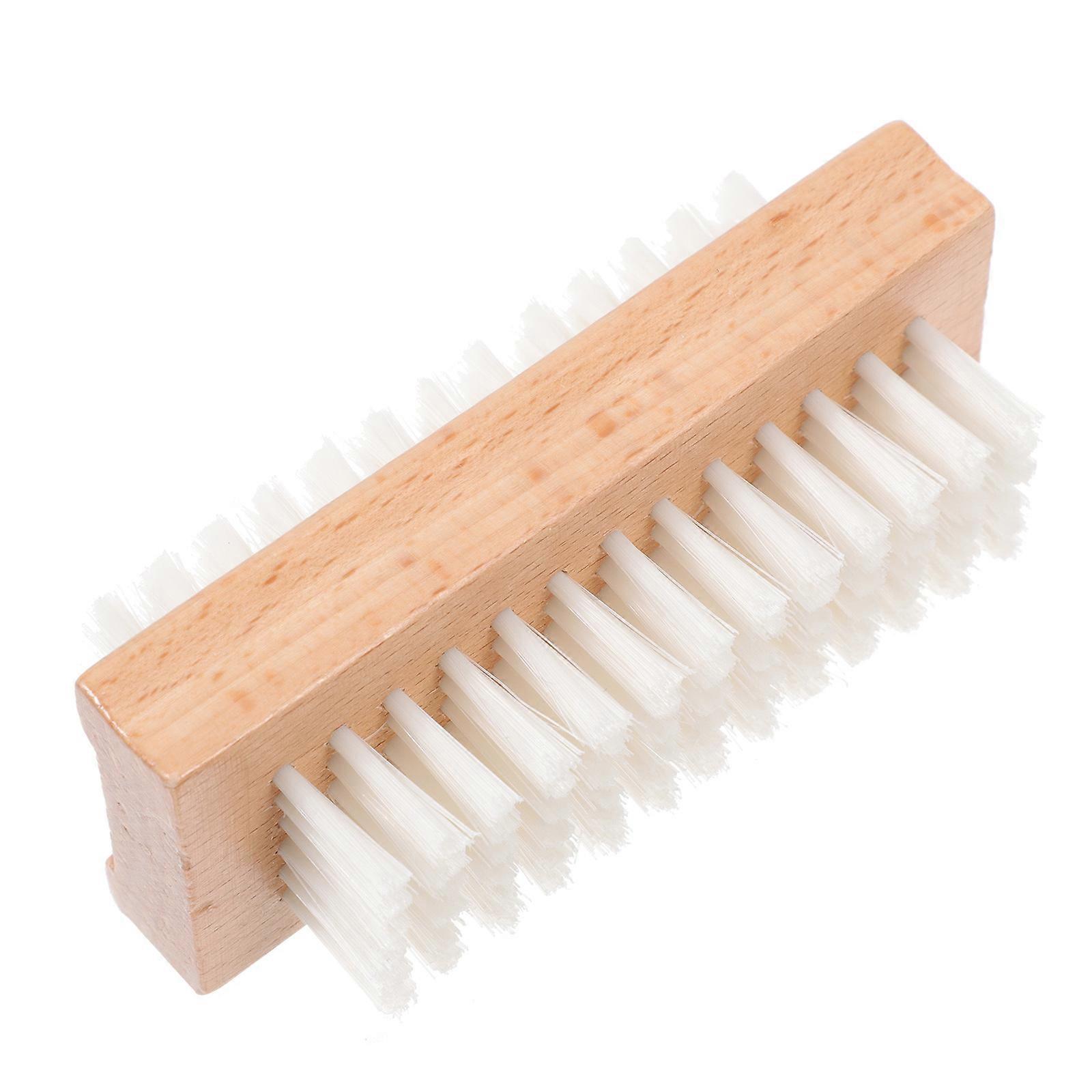 1 Pc Convenient Dual Sided Wooden Nail Brush for Manicure Wood Color