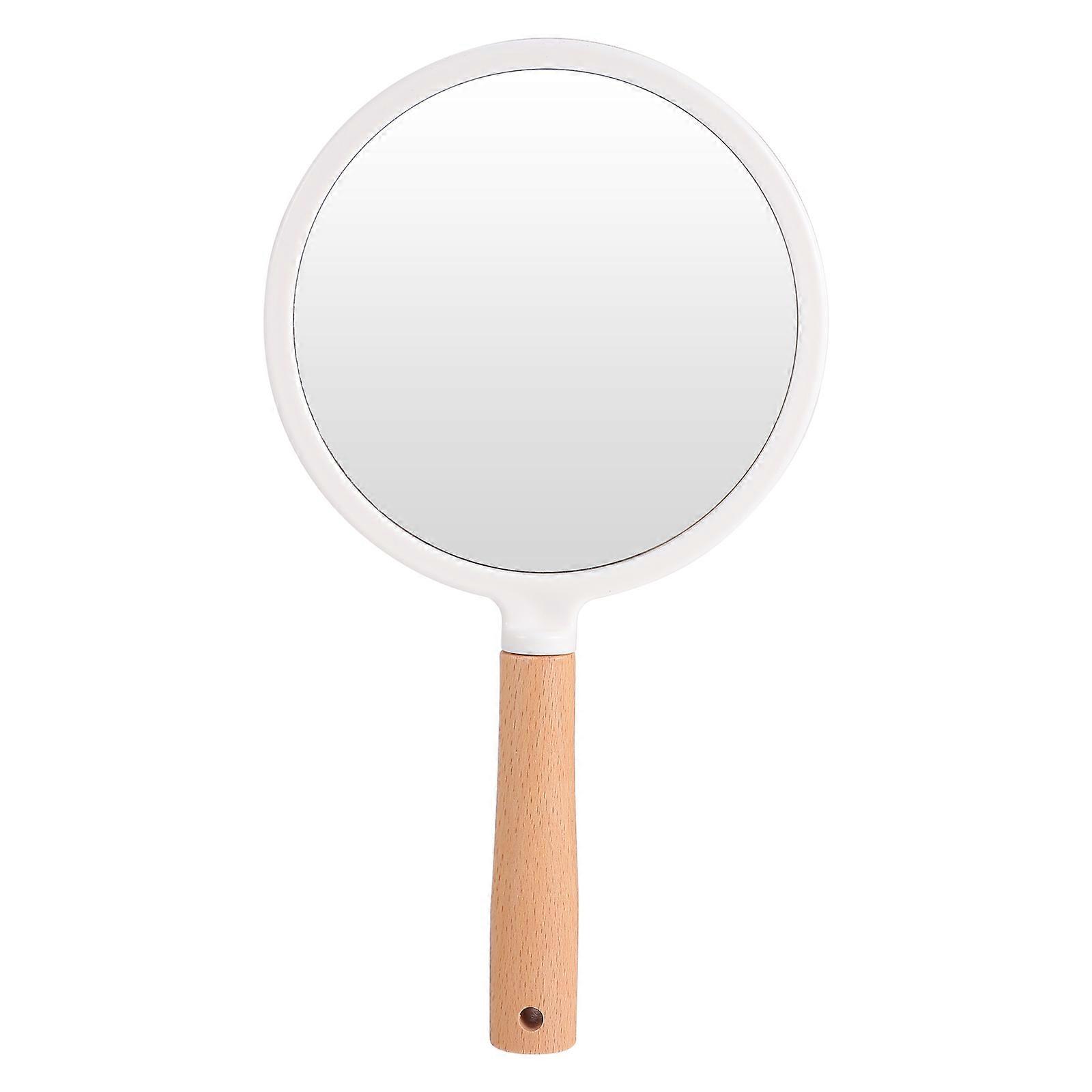 Hand Held Mirror Wood Handle Mirror For Travel Compact Design ABS Beech Wood Glass 1Set