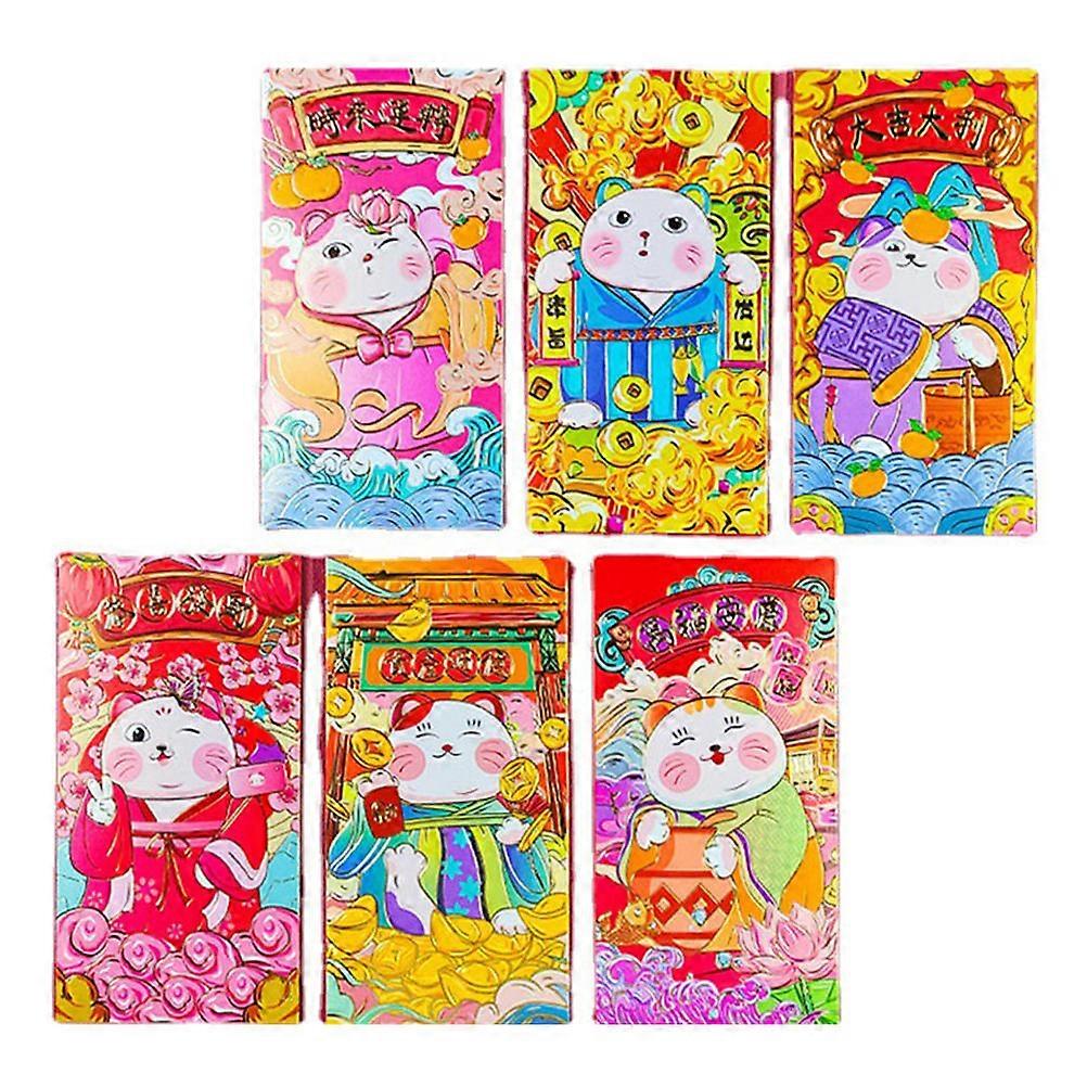 Chinese Style Rectangular Red Envelopes Blessings Expression Wedding Ceremony 16.8X8.8CM 6Pcs