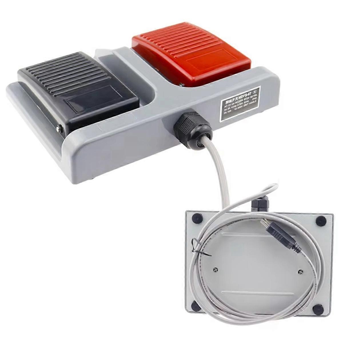 Upgrade Foot Switch MDFS-67 Dual Foot Switch, with 10A/220V AC Wire Self Resetting Forging and Textile A