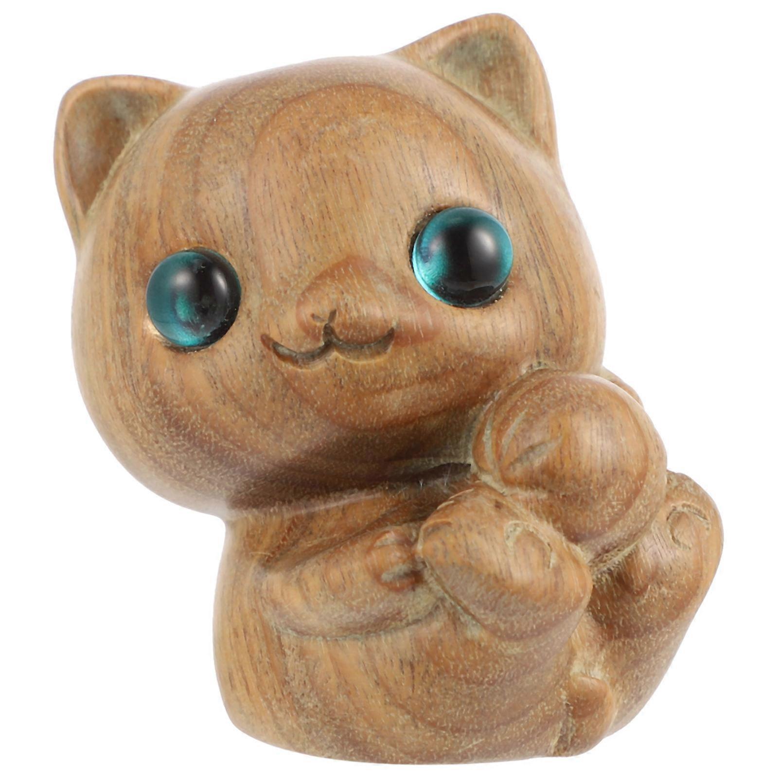 Mini Figurine Decor Cat Statue Ornament for Indoor Lovely Small Carved Cat Statue Classic Design 1Pack
