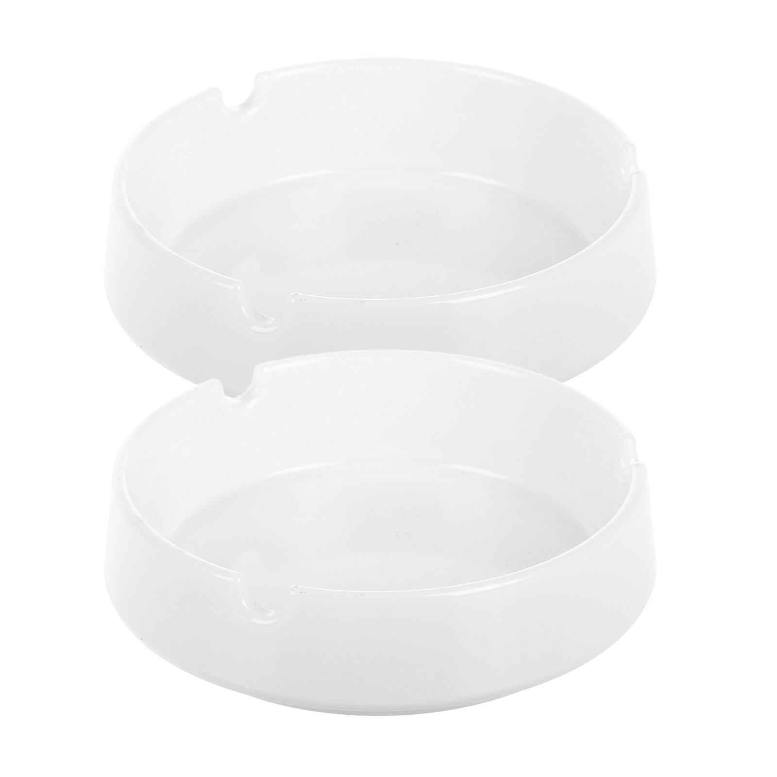2pcs White Melamine Ashtray Round Plastic Ash Holder for Home Office Coffee Indoor Outdoor Use