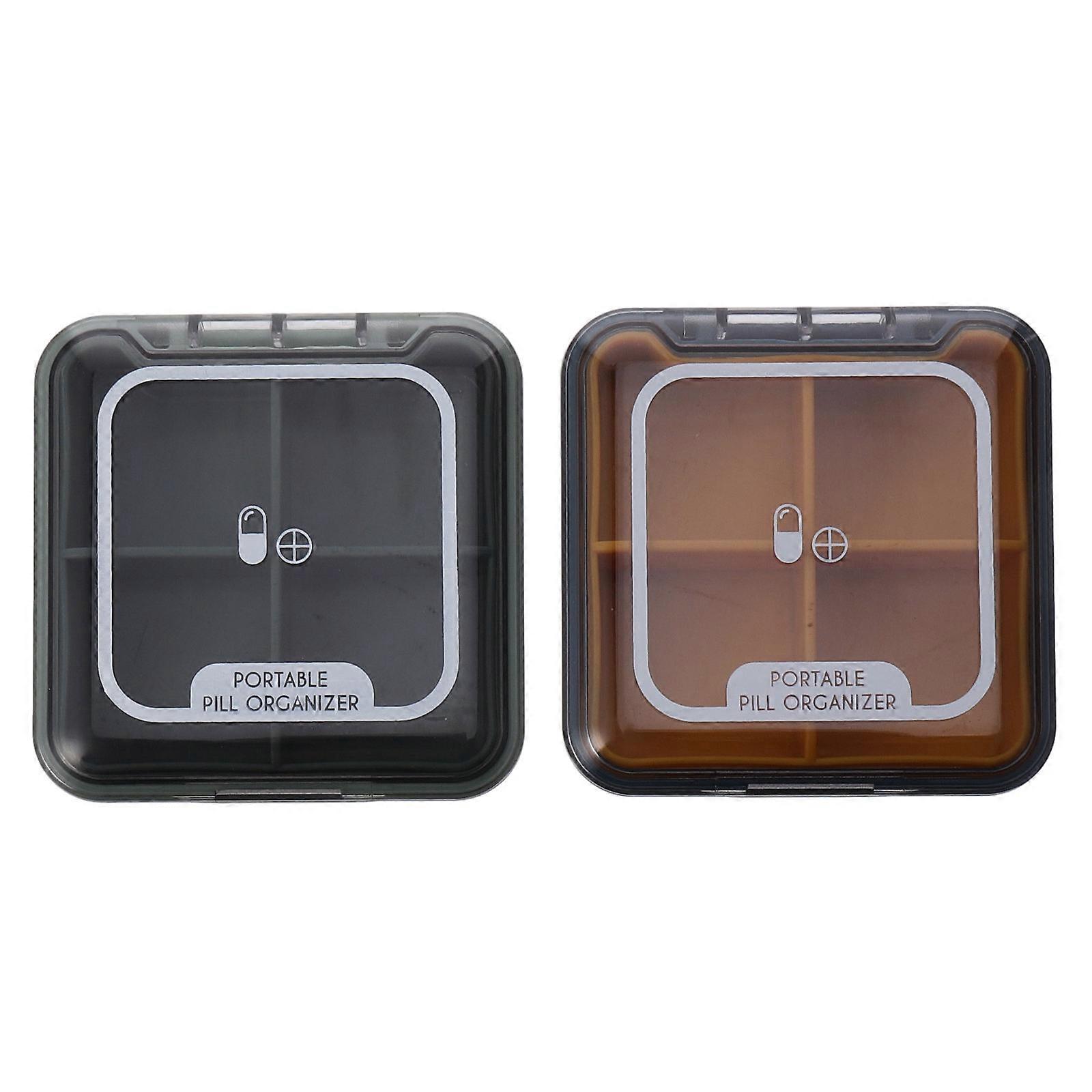 Mini Travel Pill Container Pill Organizer Medicine Container Portable Home Use Outdoor Use 2Pcs