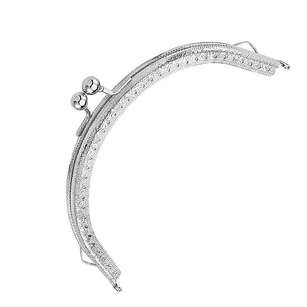 Silver Metal Purse Frame with Lock and Decorative Beads for Bag Making DIY Craft 8.5cm