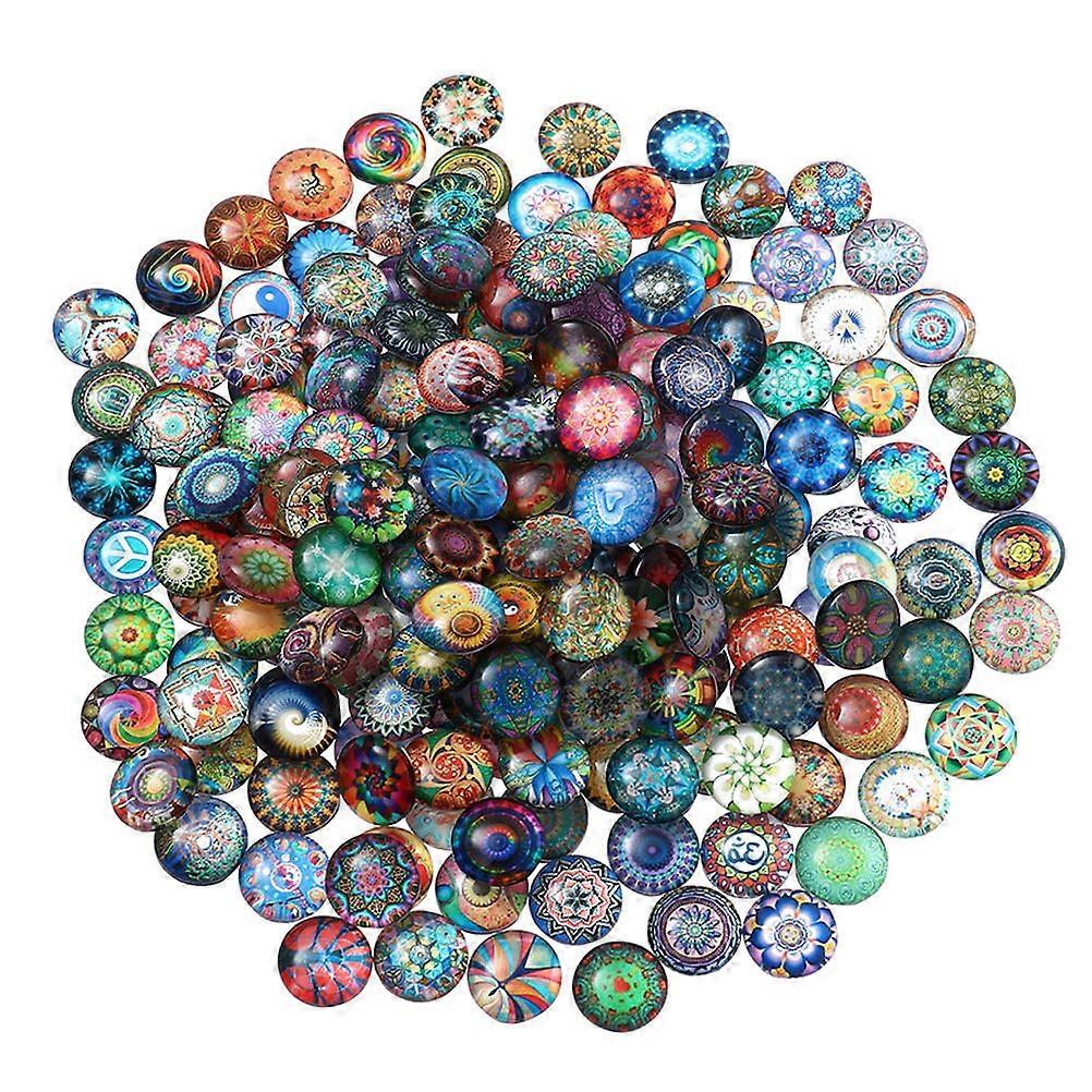 1 Set Mixed Round Glass Tiles for DIY Crafts, Colorful Jewelry Making & Home Decoration Supplies