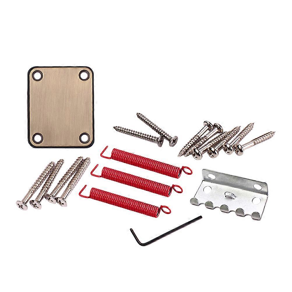 GA296 Electric Guitar Tremolo Bridge with Neck Plate for Guitar 1 Set Musical Instrument Parts Guitar Neck Plate Silver