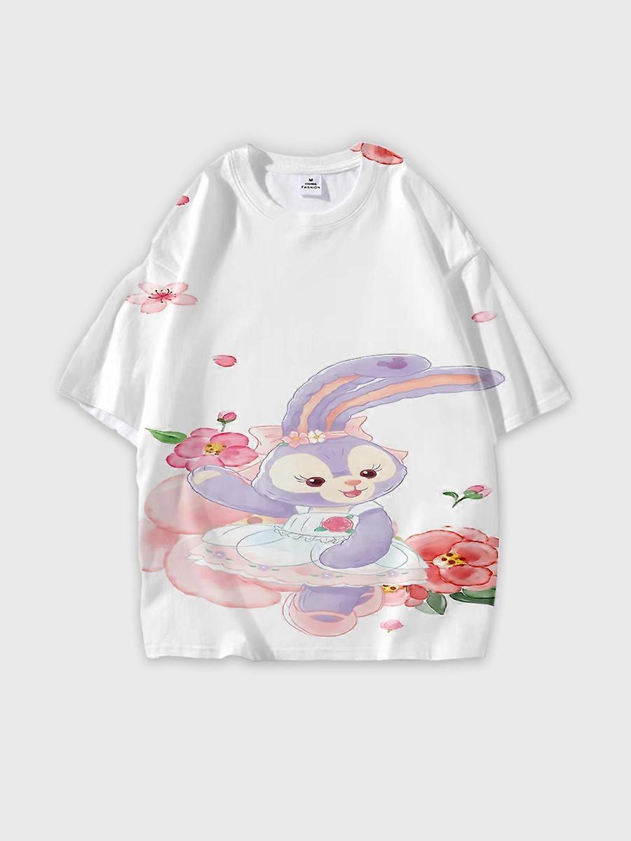 T-Shirt Round Neck Cartoon Pattern Loose Short Sleeve