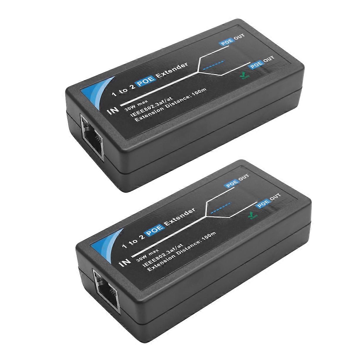 2X 2 Port POE Extender 10/100Mbps with IEEE 802.3Af Standard Input / Output for IP Camera Extend 100