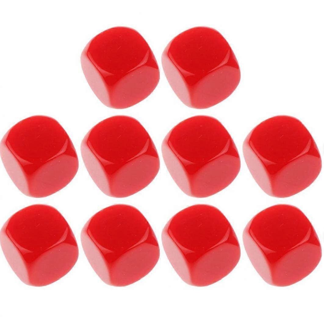 16 mm Empty Black Dice Set, Acrylic Round Dice for Game, Party, Fun, DIY and Math Lessons Red