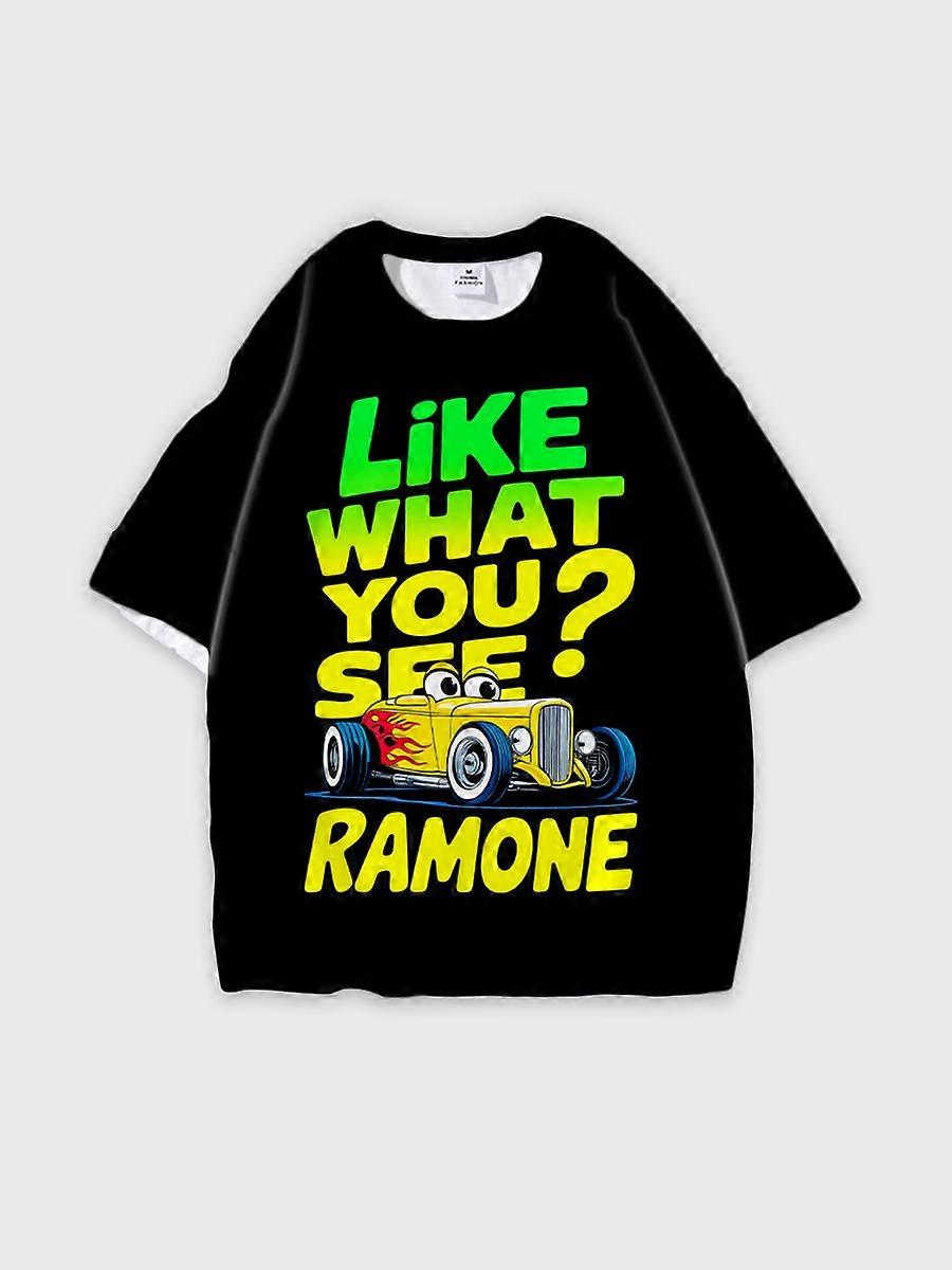 T-shirt round neck Animation Character Pattern loose short sleeve E1234