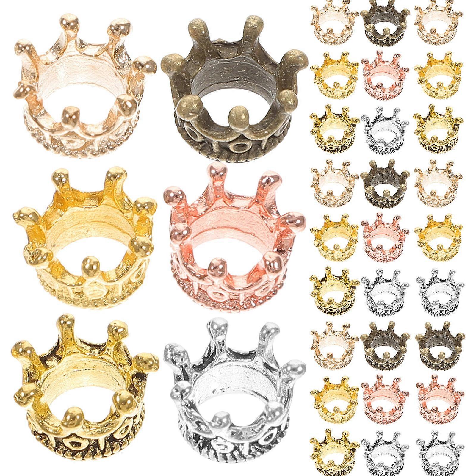 60Pcs Assorted Color Crown-Shaped Alloy Charms for Jewelry Crafting Supplies and DIY Projects