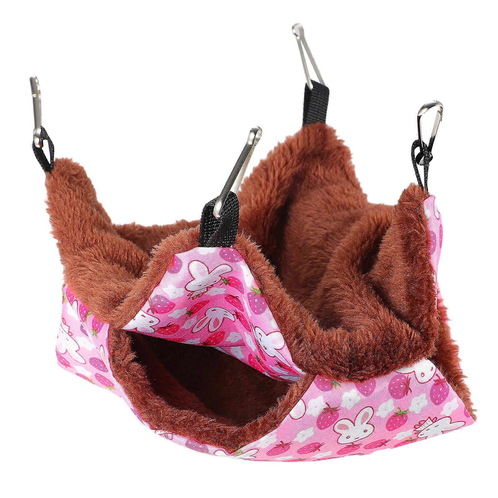 Sugar Glider Cage Hammock Pink Thicken Resting Bed For High Place Placement Suitable For Squirrel 1Pack