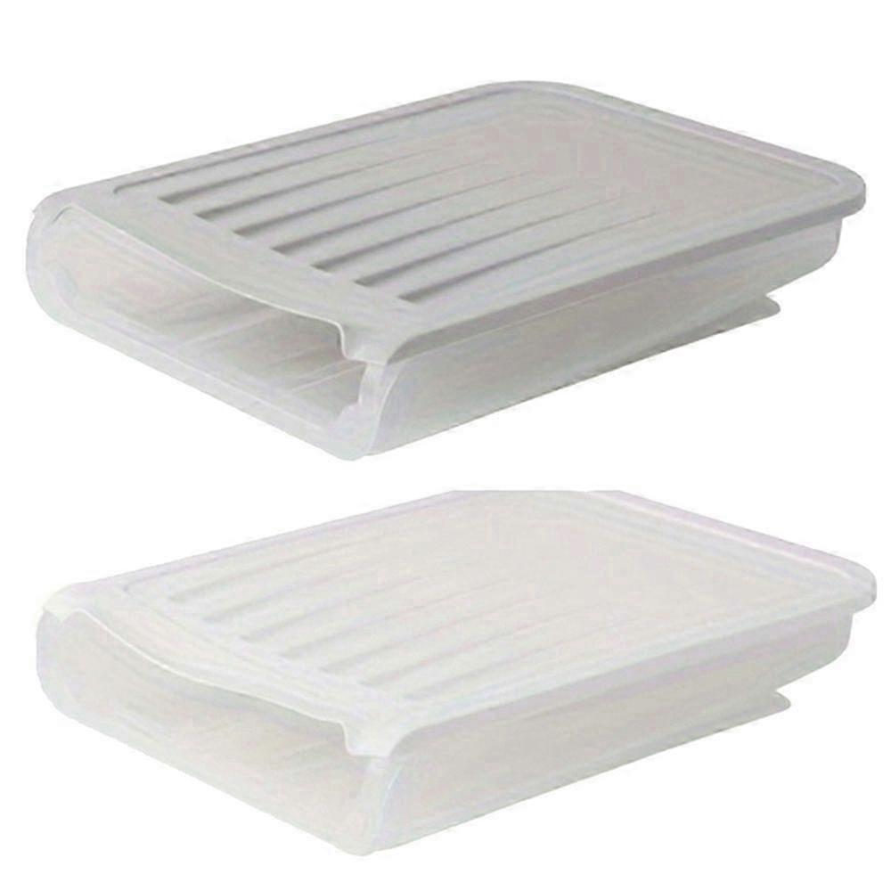 Automatic Rolling Egg Box Refrigerator Crisper Storage Container Kitchen Box Gray&White