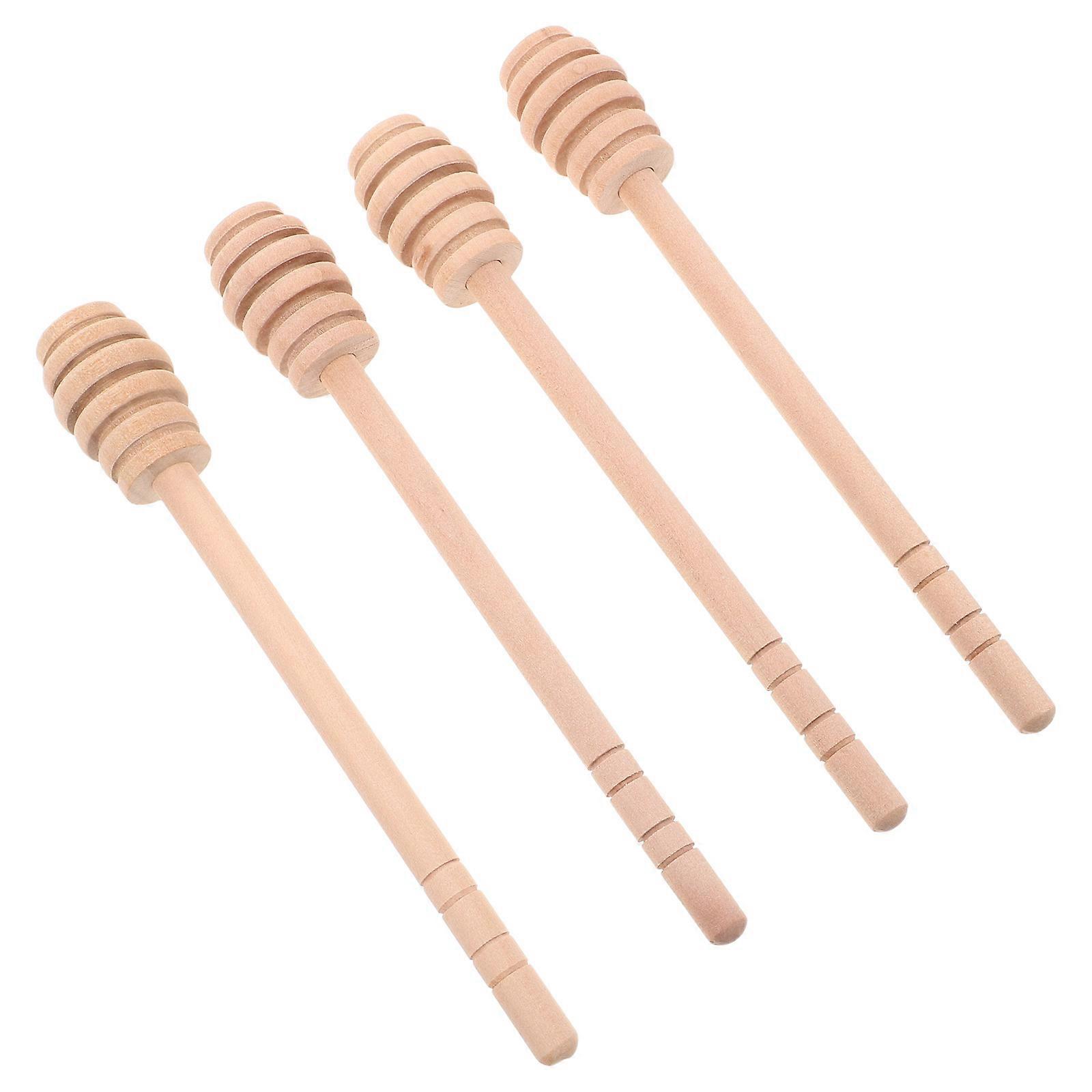 Honey Stick Wooden Honey Dippers Sticks For Viscous Liquids Kitchen Tasks 6 Inch Long Handle 4Pcs