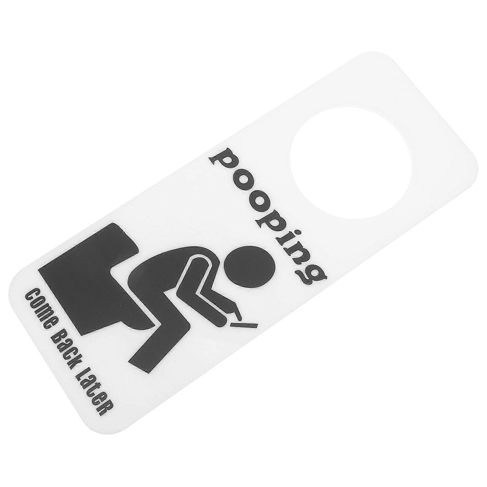 Funny Bathroom Door Sign with Clear Indicator Easy to Install Acrylic White Hanger for Home Use 4.5 x 6.7 inches