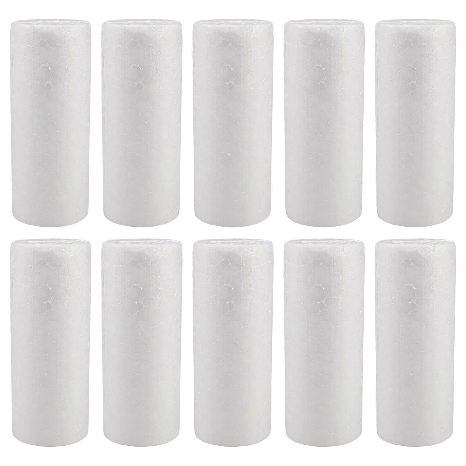 10Pcs White Foam Cylinders for Christmas Crafts Polystyrene Tubes for DIY Decorations Crafting and Modeling 10 x 4 CM