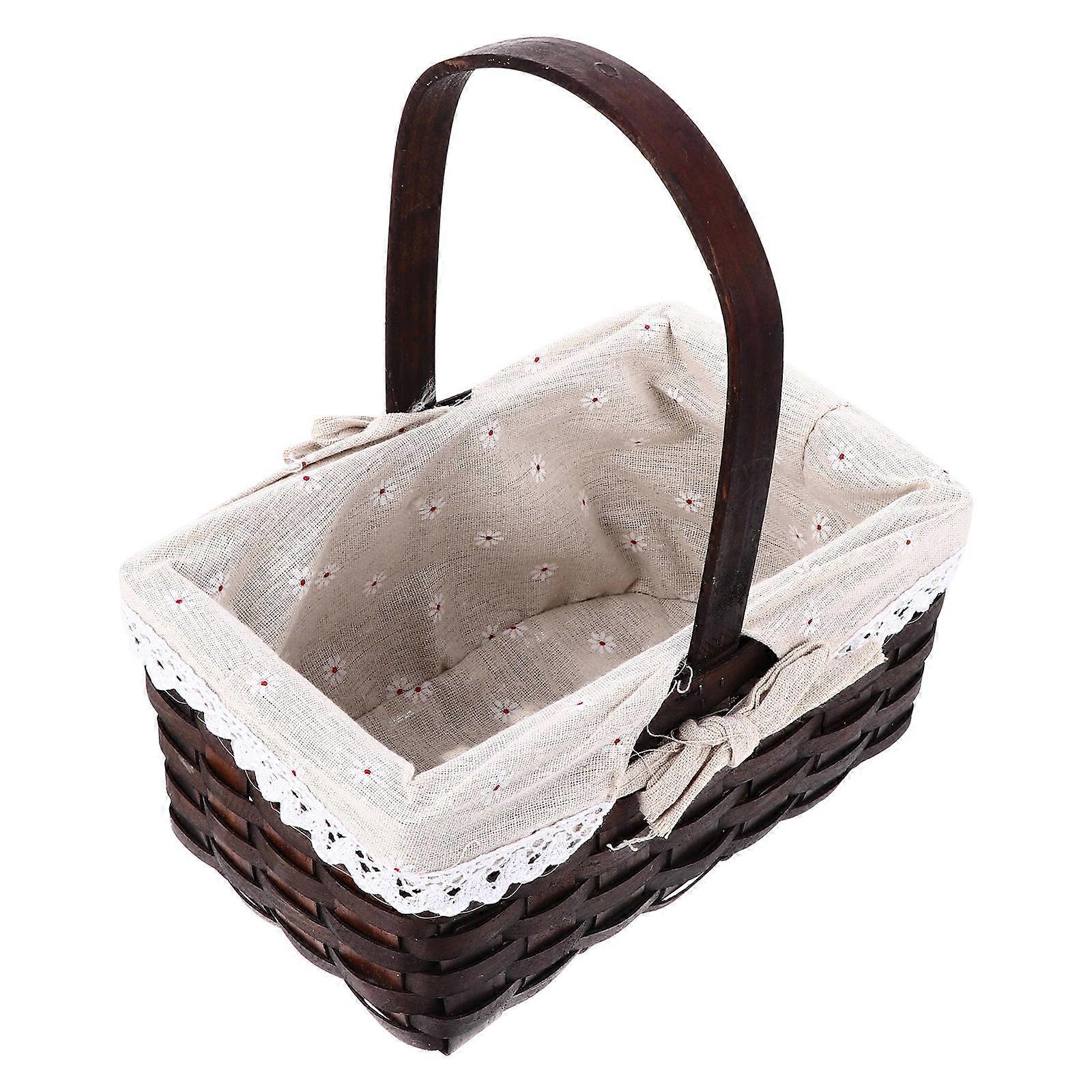 Coffee Rectangular Woven Storage Basket Delicate Design For Room Space Decoration 1Set