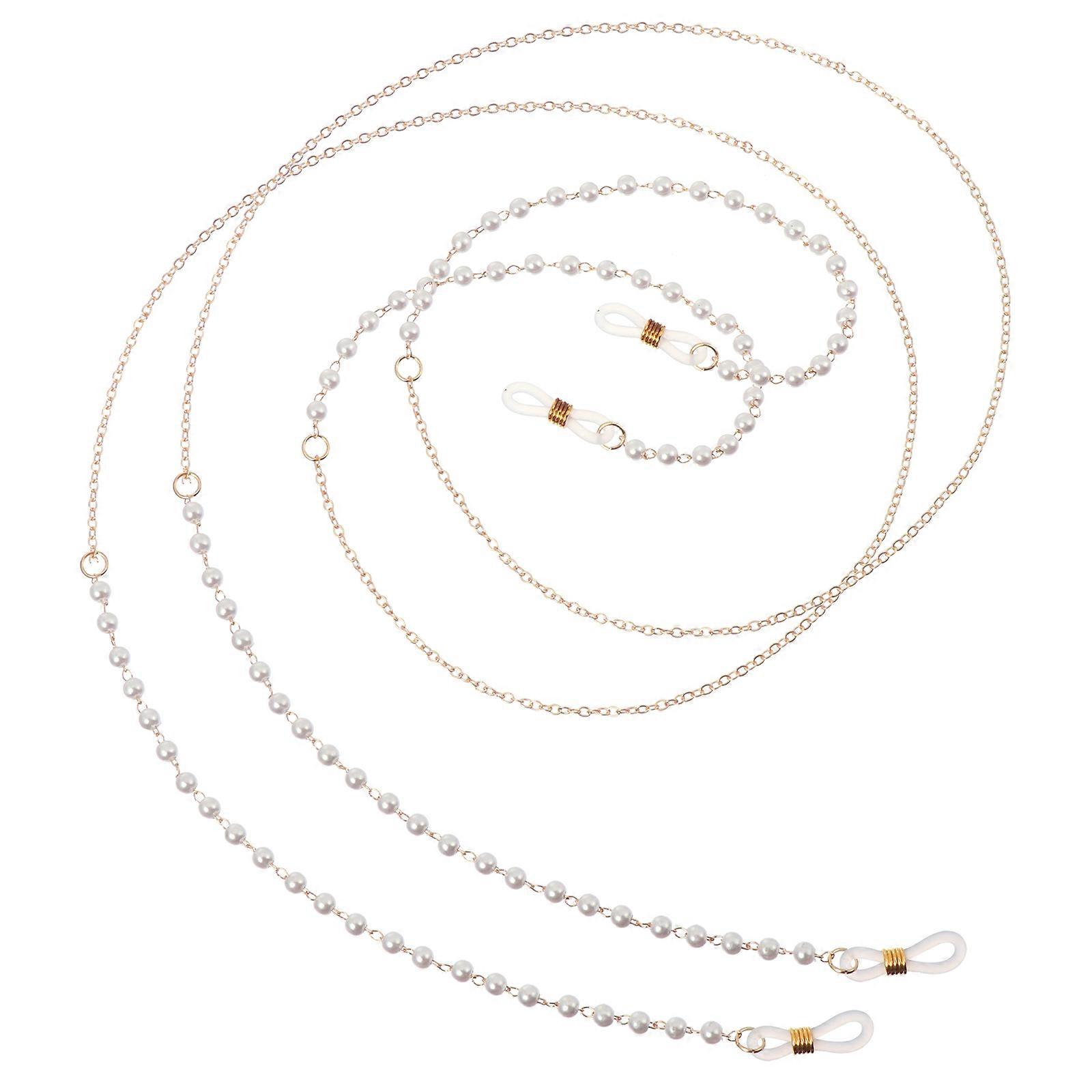 Eyeglass Chain 2Pack For Women Made Of Alloy And Silicone In Stylish Golden Pearl Shape Perfect For Eyewear And Face Masks During Various Occasions