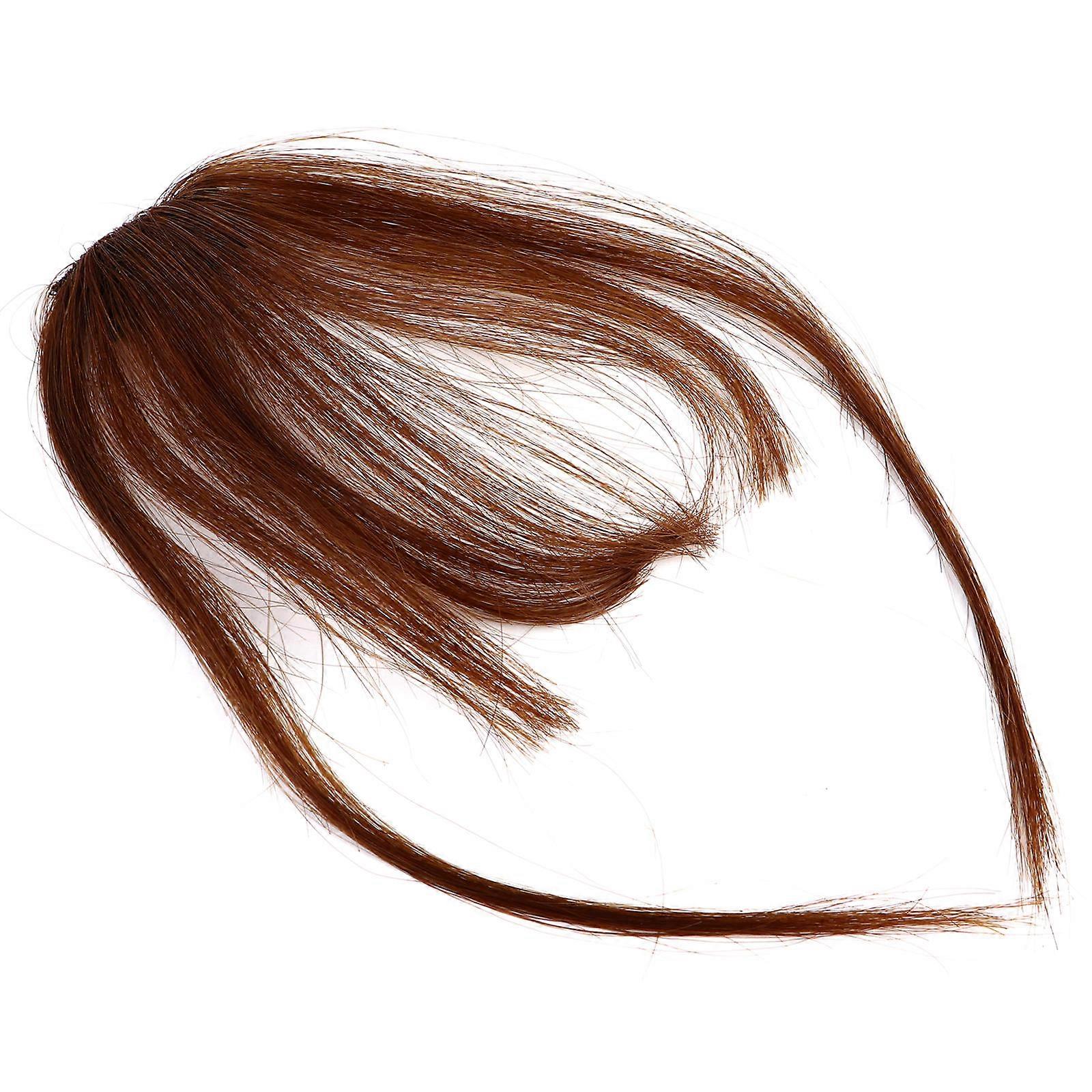 Brown Synthetic Front Hair Bangs with Adjustable Clips for Stylish Daily Wear and Decoration