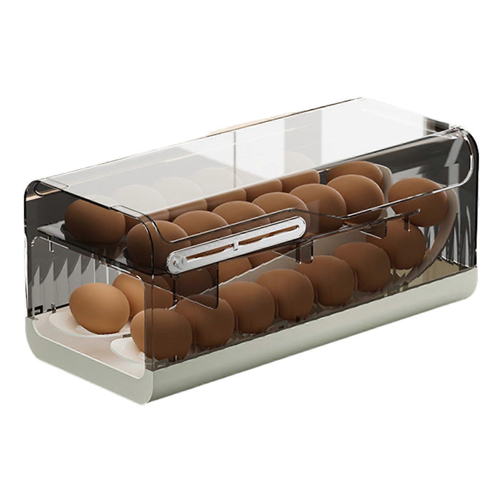 Egg Holders for Fridge, Automatic Rolling Egg Rack 12.6x5.71x5.51 Inches, PP Material Egg Organizer for Kitchen Cabinets