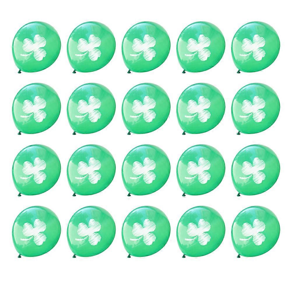 Green Latex Balloons with Clover Design for St Patrick's Day Party Decoration 12 Inches