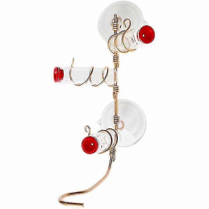 Copper Wire Hummingbird Feeder with Geometric Design and Suction Cups for Windows