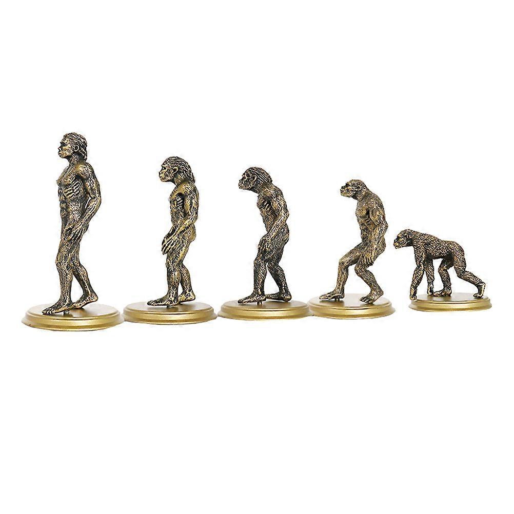5pcs Realistic Primitive Human Figurines for Educational Play, Cognitive Development & Evolution Teaching – Dark Gold Decor