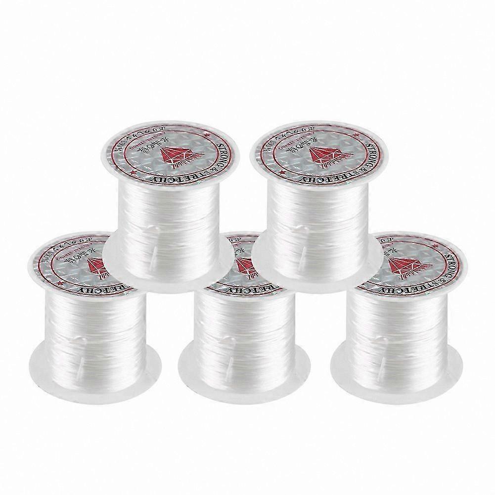 Elastic Crystal Bead String for DIY Jewelry Making, 5 Rolls White Thread Wire Material