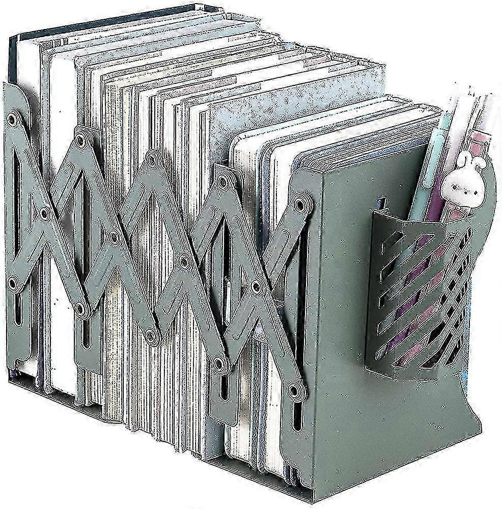 Adjustable Bookends for Document Magazine Binder Holder, Bookends for Heavy Books, Green, Retractabl
