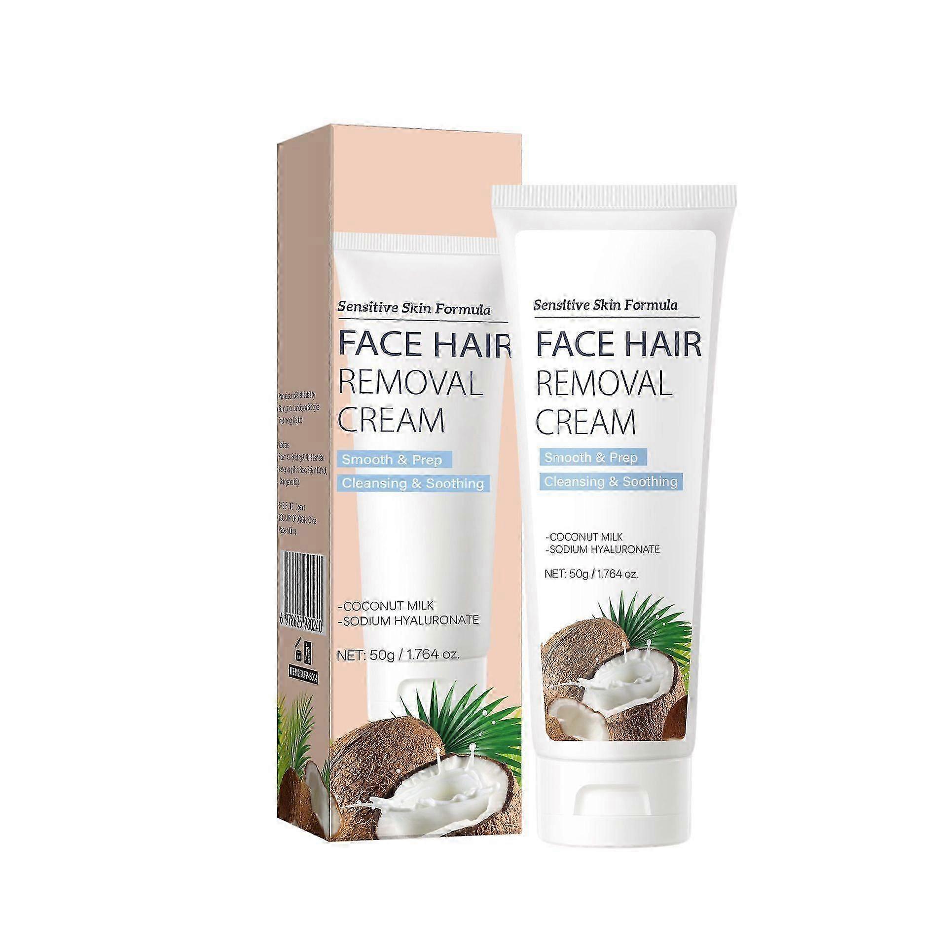 كريم إزالة شعر الوجه غير المؤلم للنساء والرجال - تركيبة البشرة الحساسةمنظف وتهدئةجميع أنواع البشرة