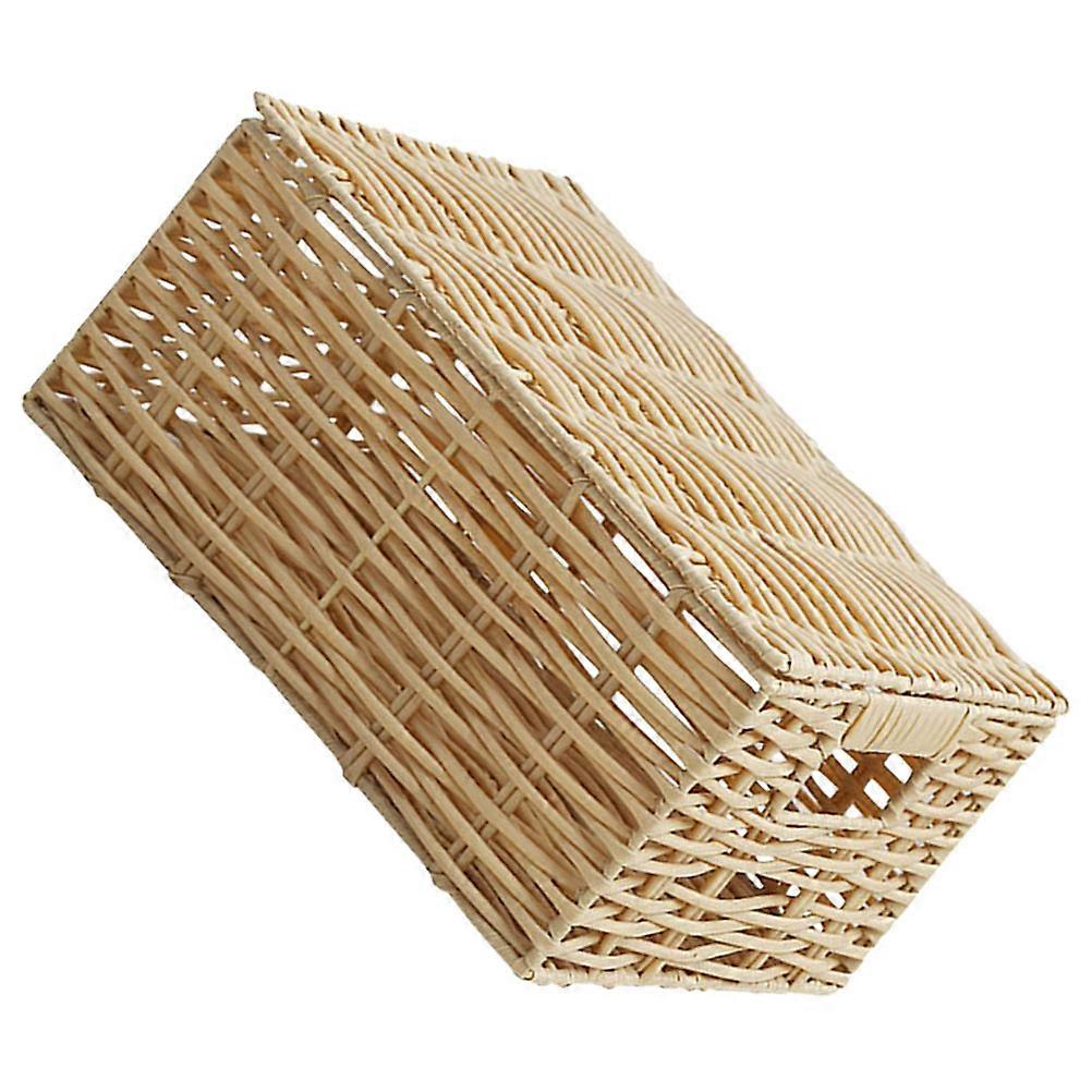 Beige Multifunction Storage Basket for Home Made of Plastic Sturdy and Lightweight Perfect for Organizing Desktop 1Pc