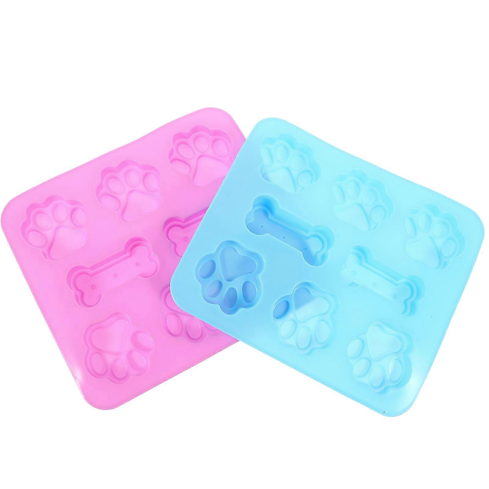 Dog Biscuit Mold 2Pcs Assorted Color Silicone Baking Molds Ideal For Pet Owners Convenient For Dog Snack Making 17.6x15.9x1.2cm
