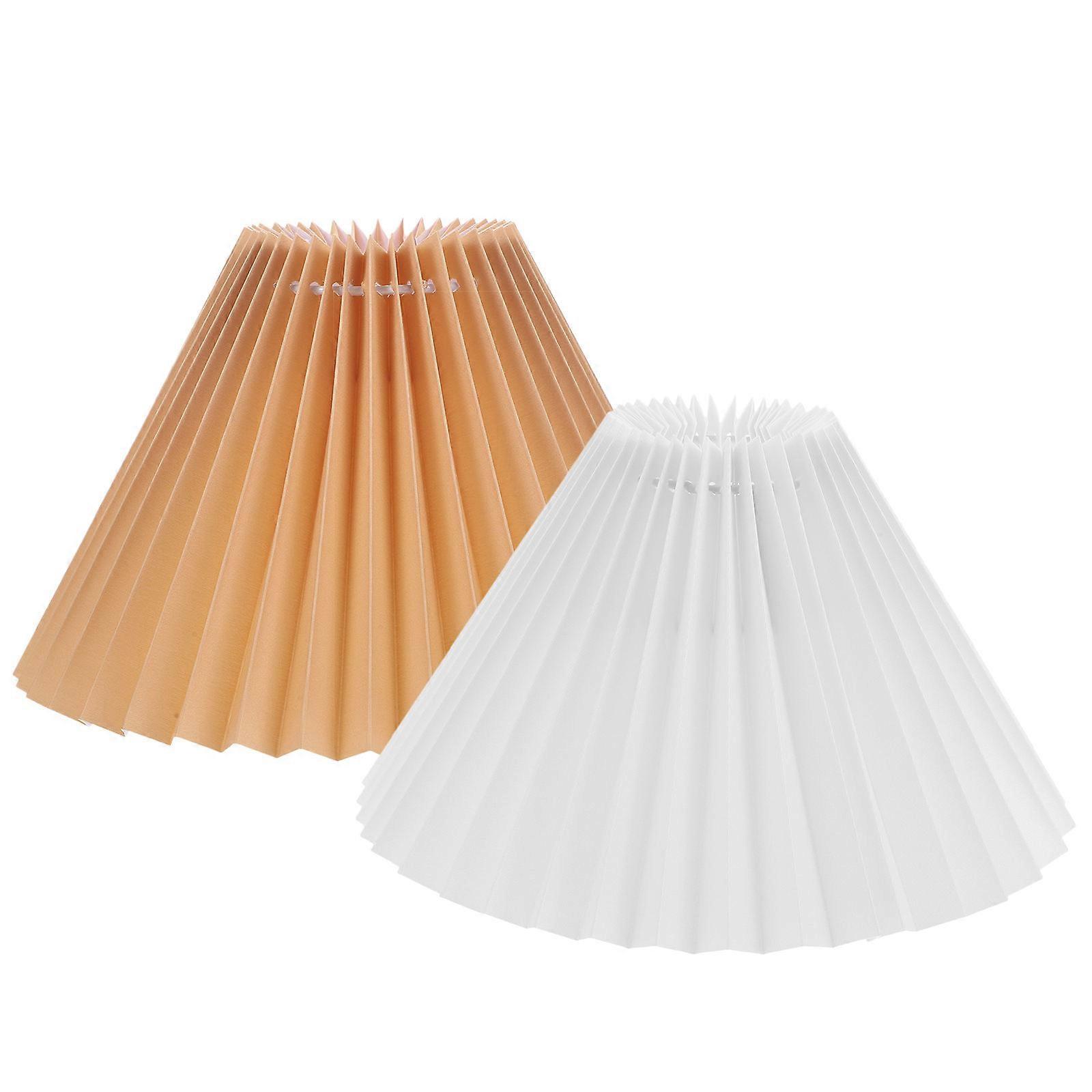 Elegant Pleated Cloth Lampshade For Table Lamps In Study And Living Room Reducing Glare 2Pcs
