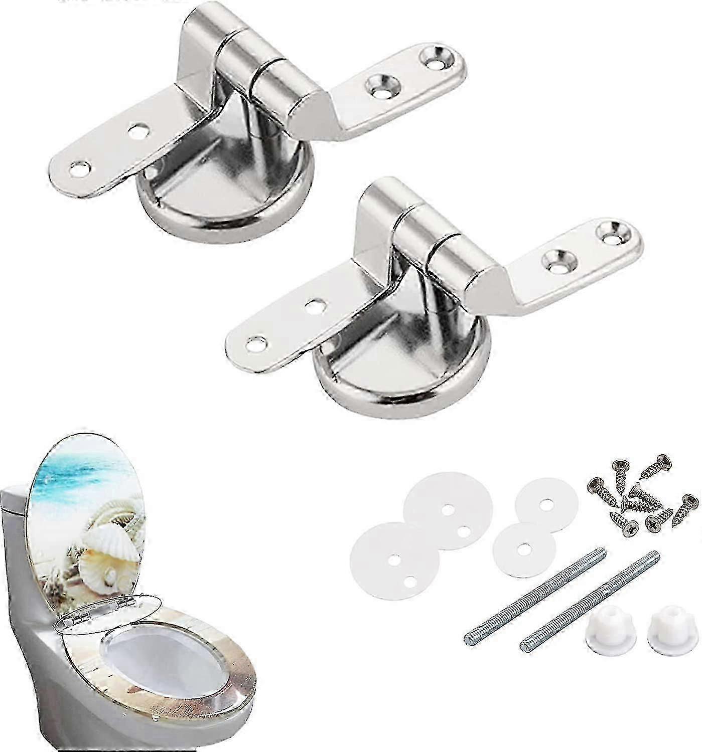 Replacement Toilet Seat Hinges, Durable Chrome Finish Toilet Seat Accessory Set, For Installing Fixed Toilet Seat Parts - Zinc Alloy Material-Good