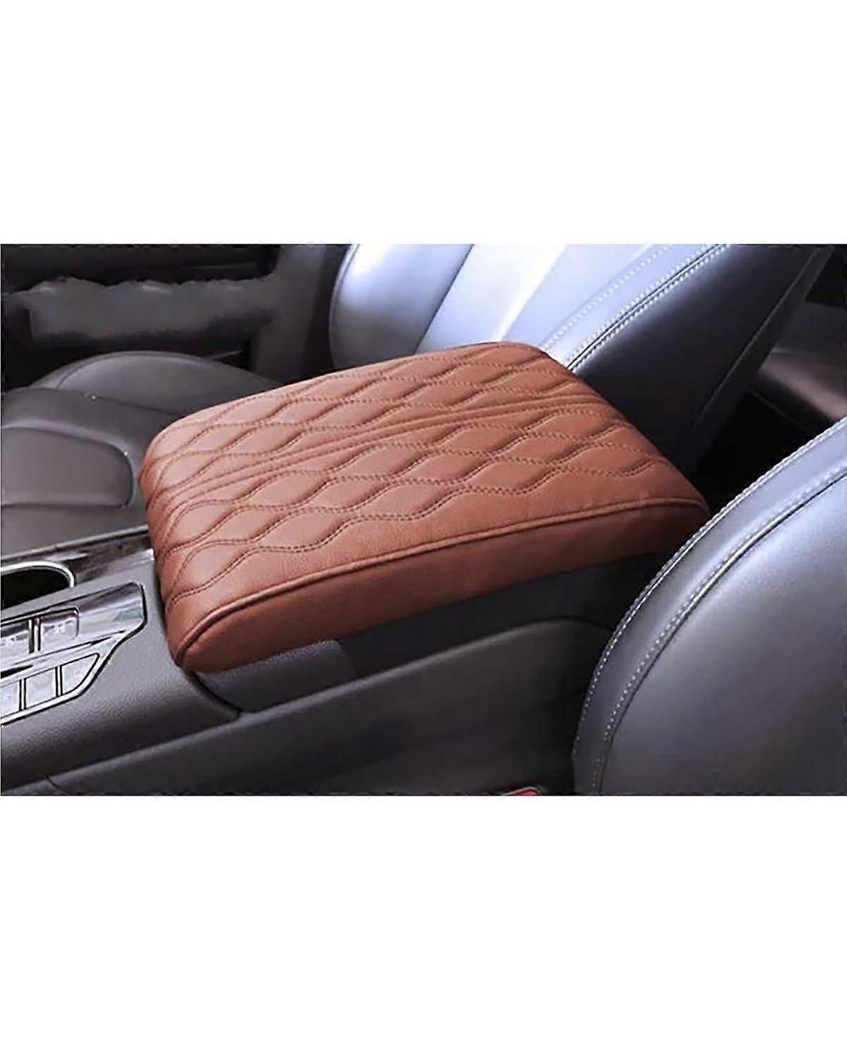 Car Armrest Box Pad Raised Cushion Universal Comfortable Armrest Cushion Car Central Armrest Box Cover Memory Cotton Armrest Console Cover (Brown)