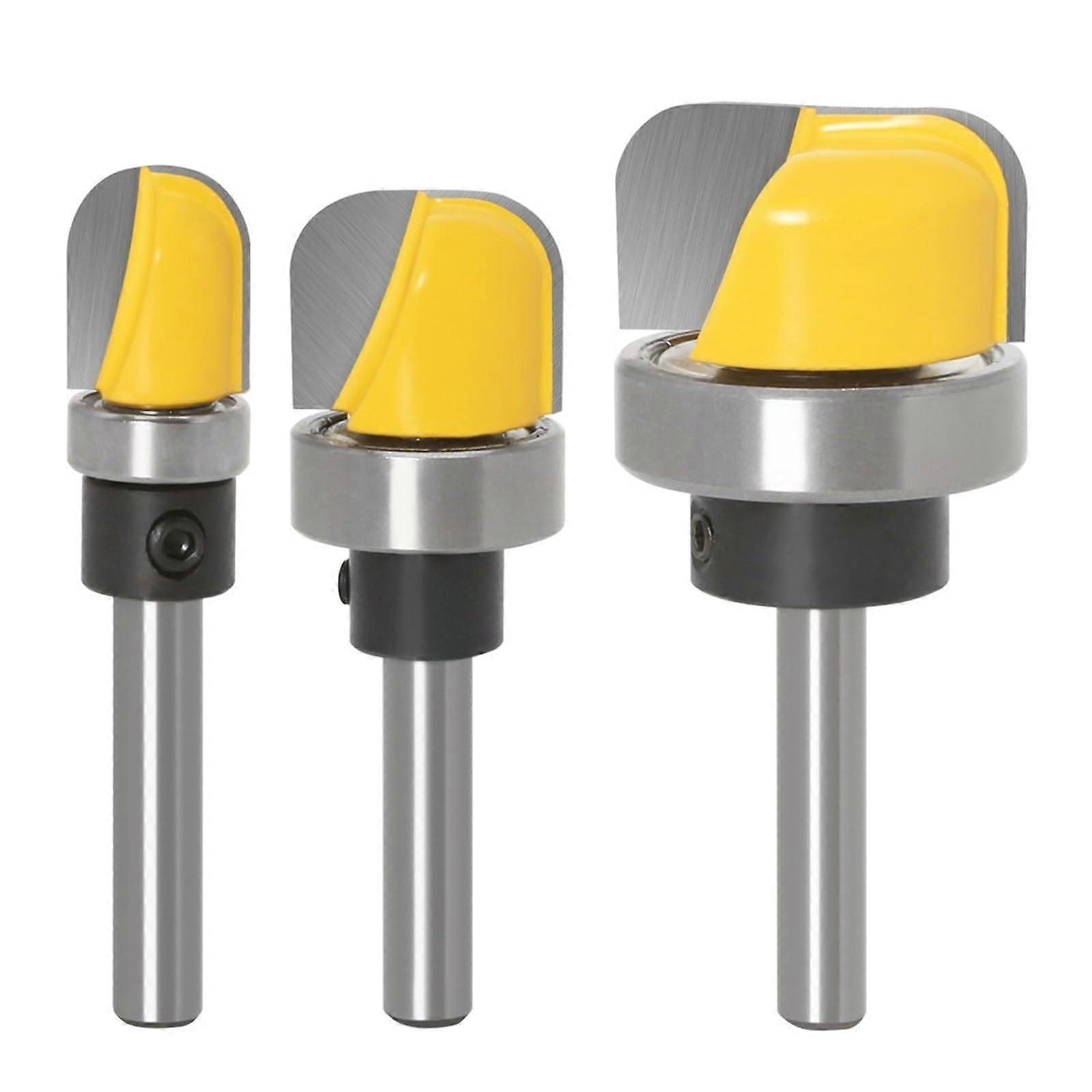 3-Piece Cutter Set for Bowl and Tray With Ball Bearing, 6 mm / 6.35 mm Shank, Round Cutter, Woodworking Tool