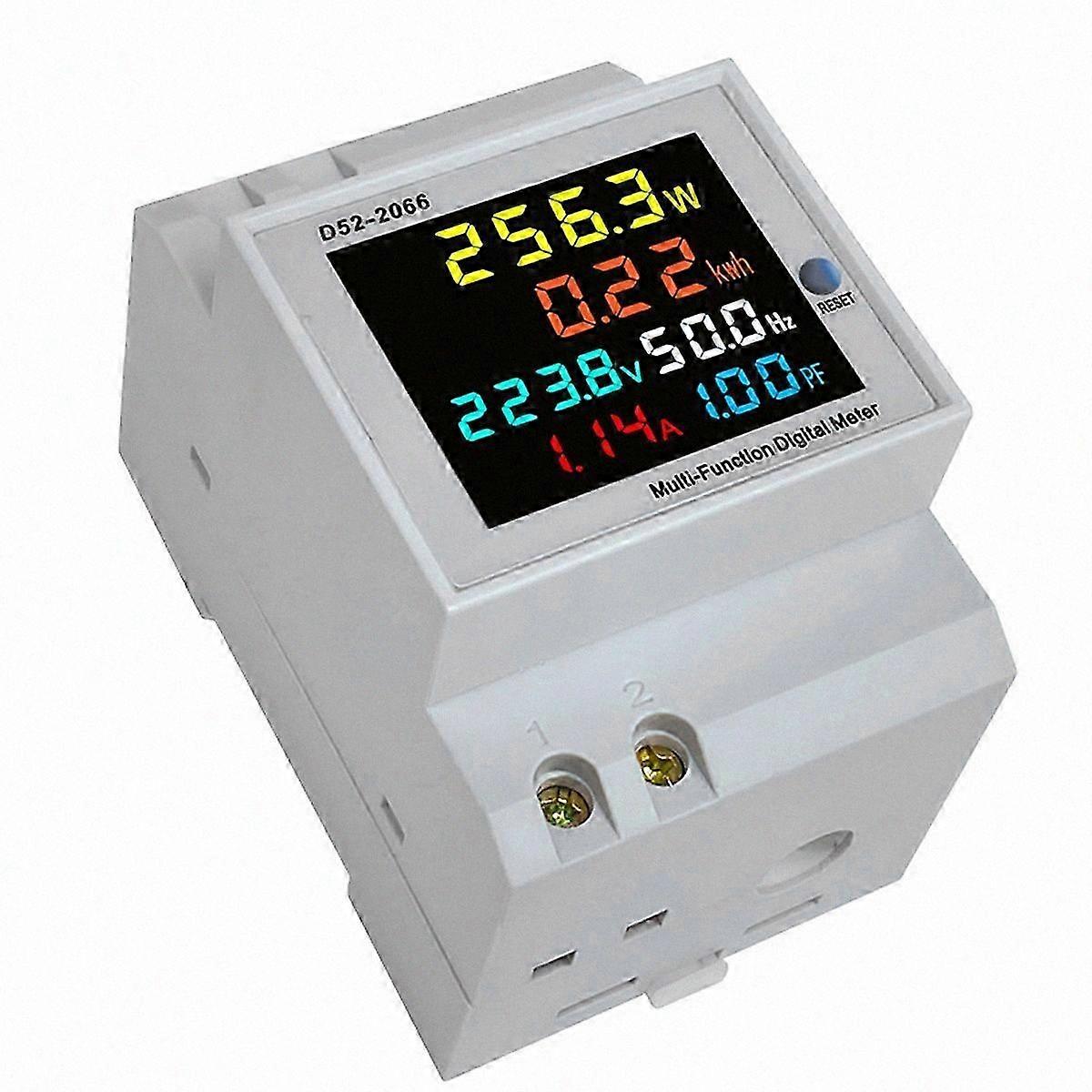 DIN-Spoor AC Monitor 6IN1 250-450V 100A Voltage Huidige Machtsfactor Actieve KWH Elektrische Energie Freq