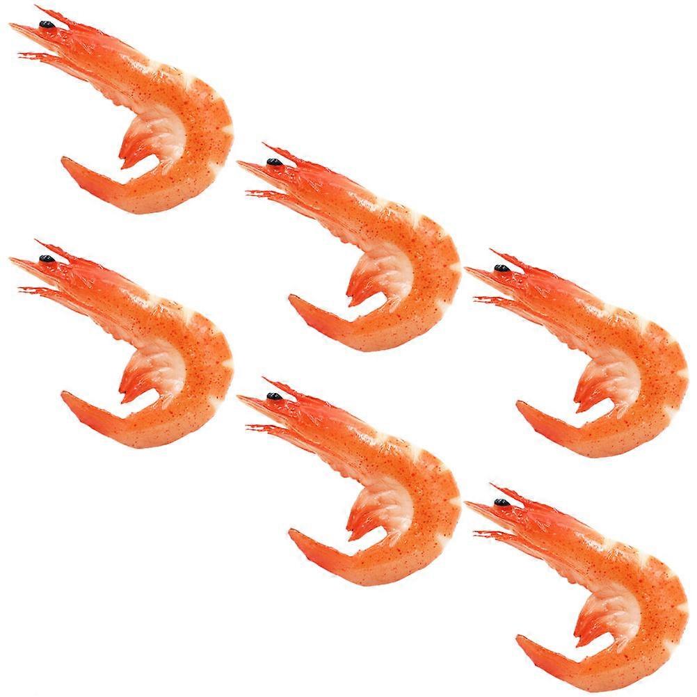 6pcs Realistic Shrimp Models for Restaurant Display, Photography Props, and Educational Use – Brightly Colored Decor for Parties and Early Learning