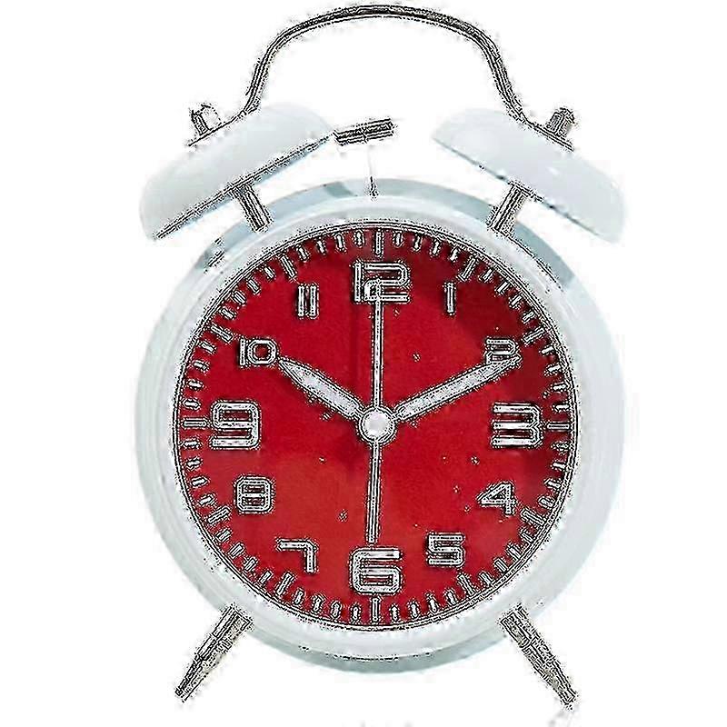 Vintage Heavy Sleeper Alarm Clock with Backlight for Bedroom, Battery Operated, Easy to Read in White and Red Colors
