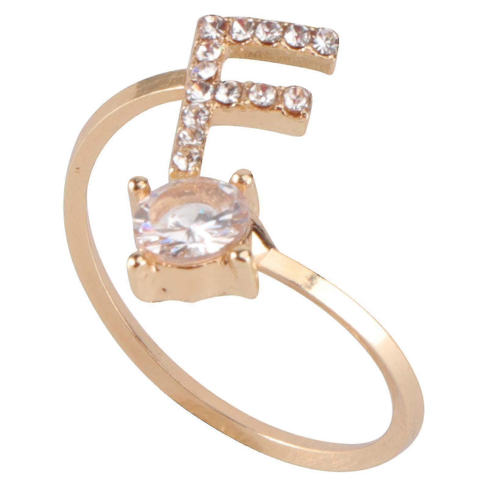 1st Strass Initial Ring - Mode Finger Smycken (Guld, Stil D)